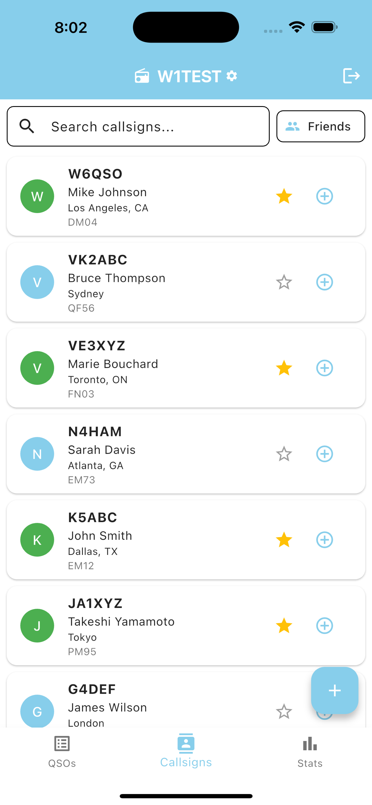 Callsign Book - Saved operators