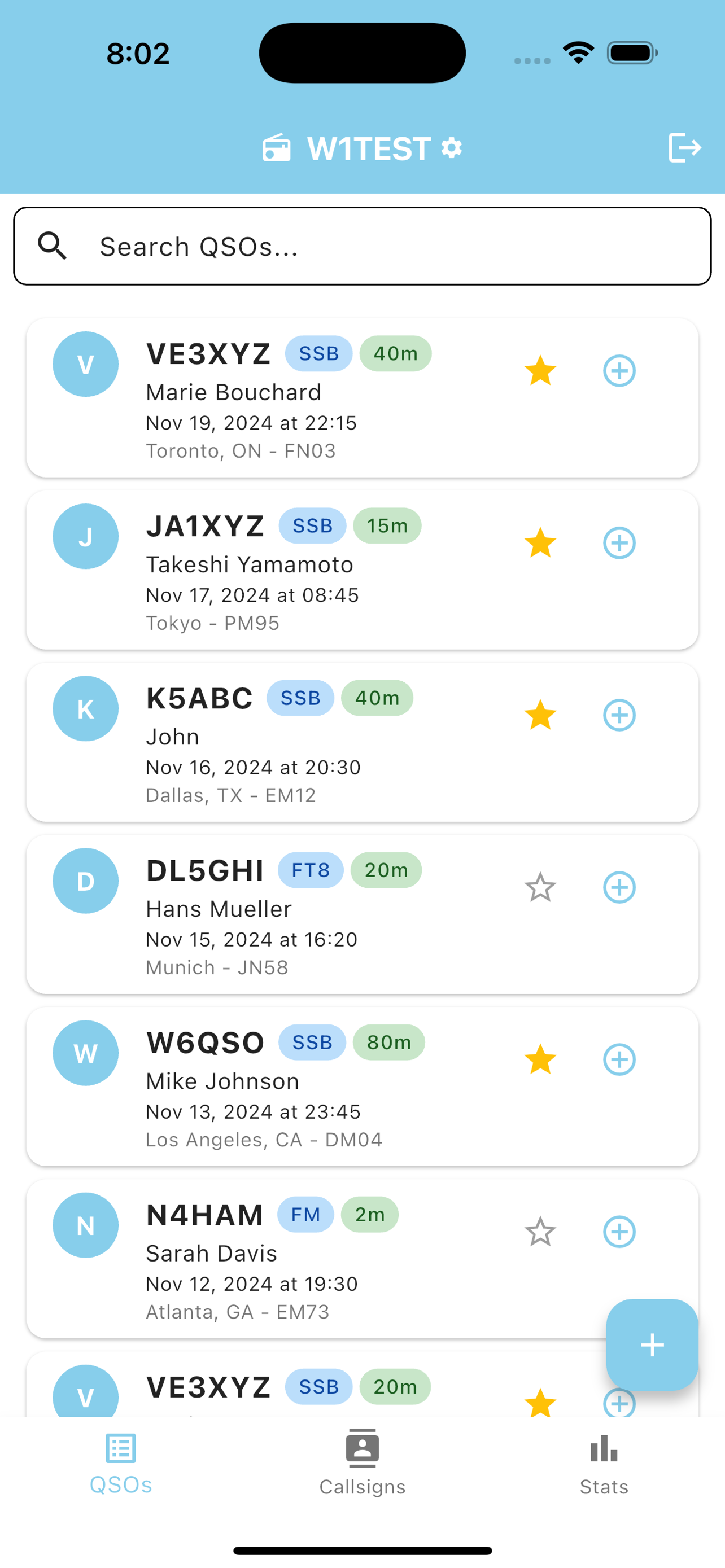 QSO List - View all your contacts